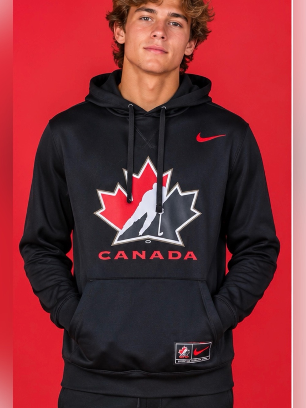 Nike Dri-FIT Team Canada Hockey Performance Hoodie Sweatshirt Black Adult Size S